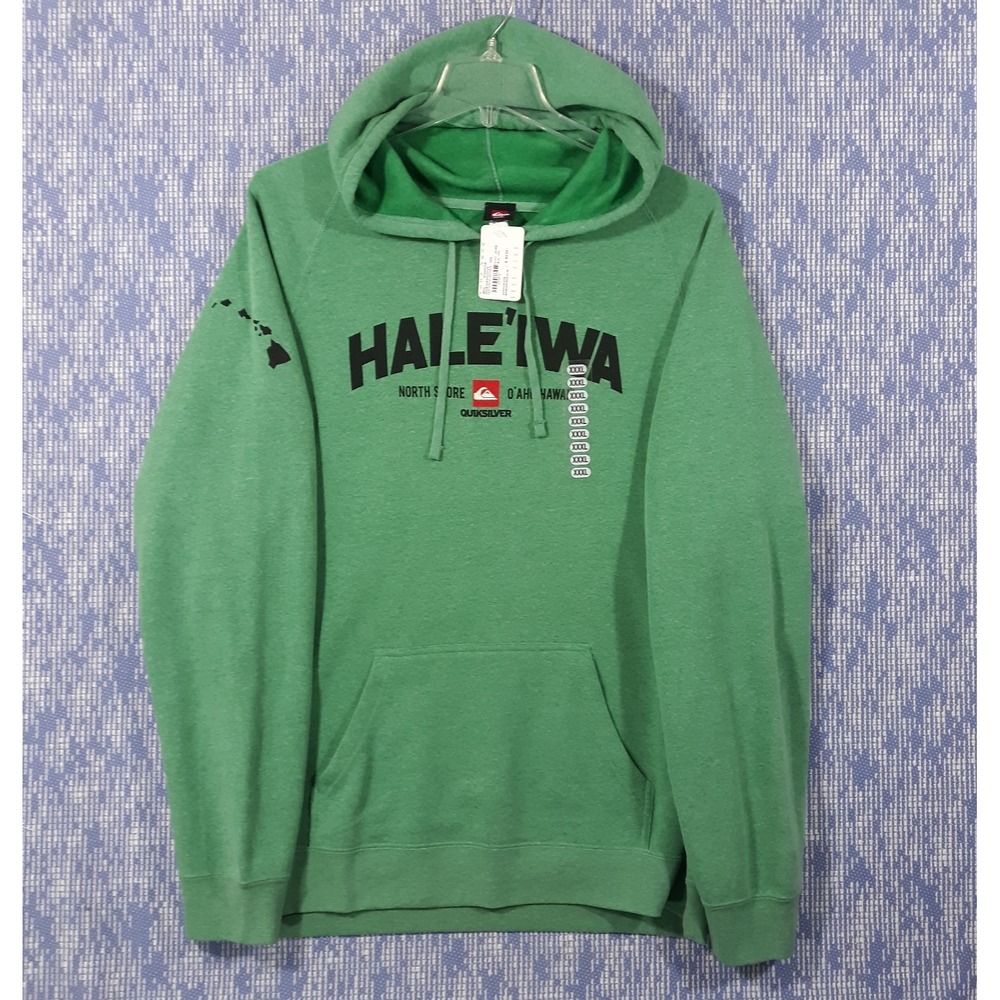 Quiksilver HALE'IWA North Shore Hawaii Surf Sweatshirt Hoodie Mens 3XL Green NEW - Picture 1 of 10